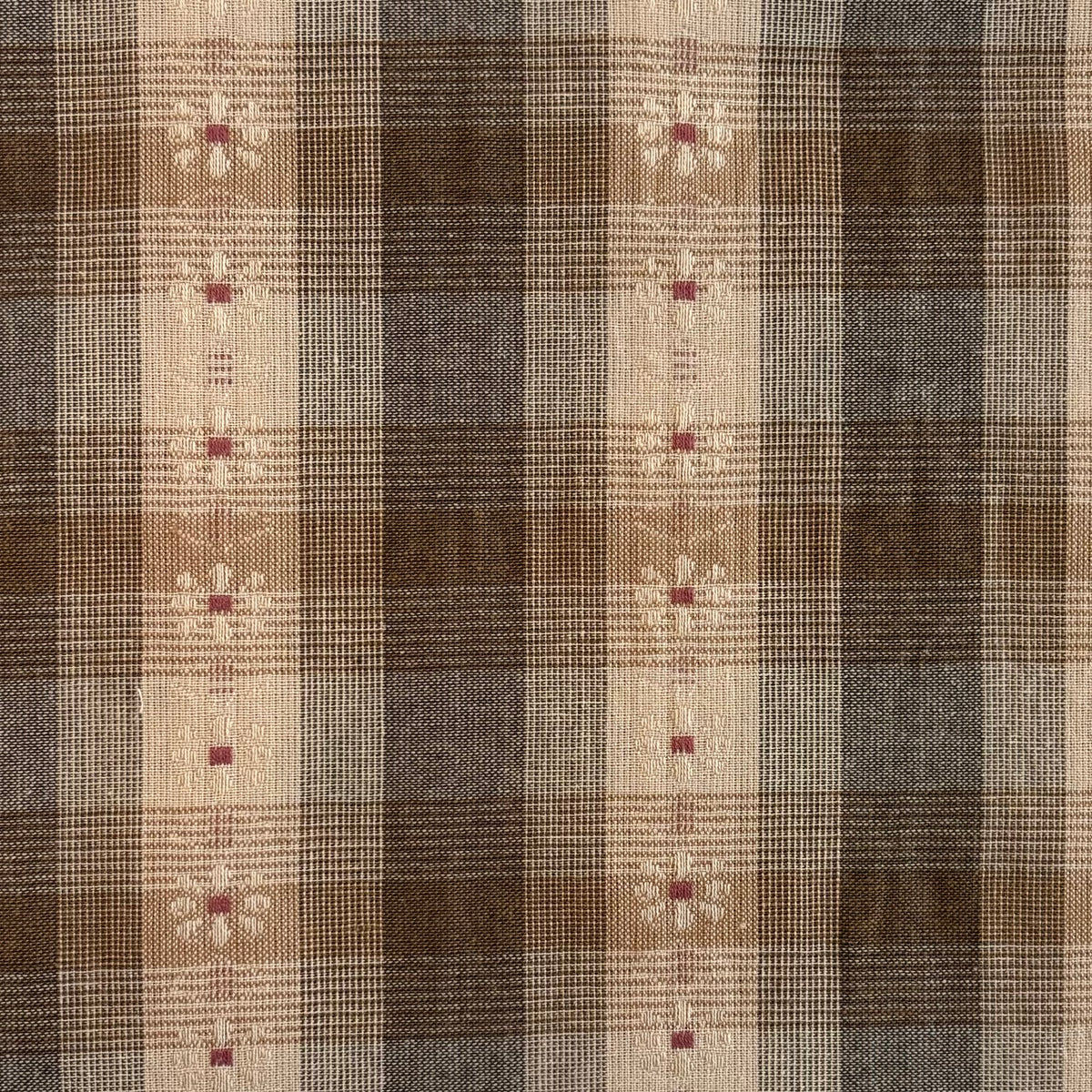 NIKKO By Diamond Textiles - Floral Stripe Plaid in Charcoal & Natural