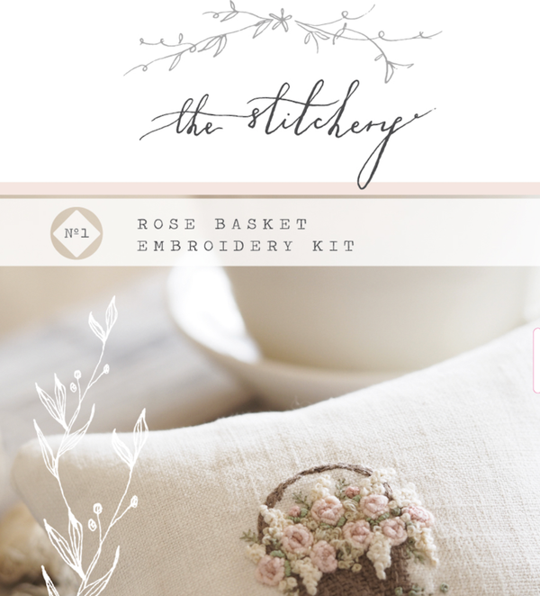 The Stitchery Embroidery Kit Vintage Floral Basket - Willow