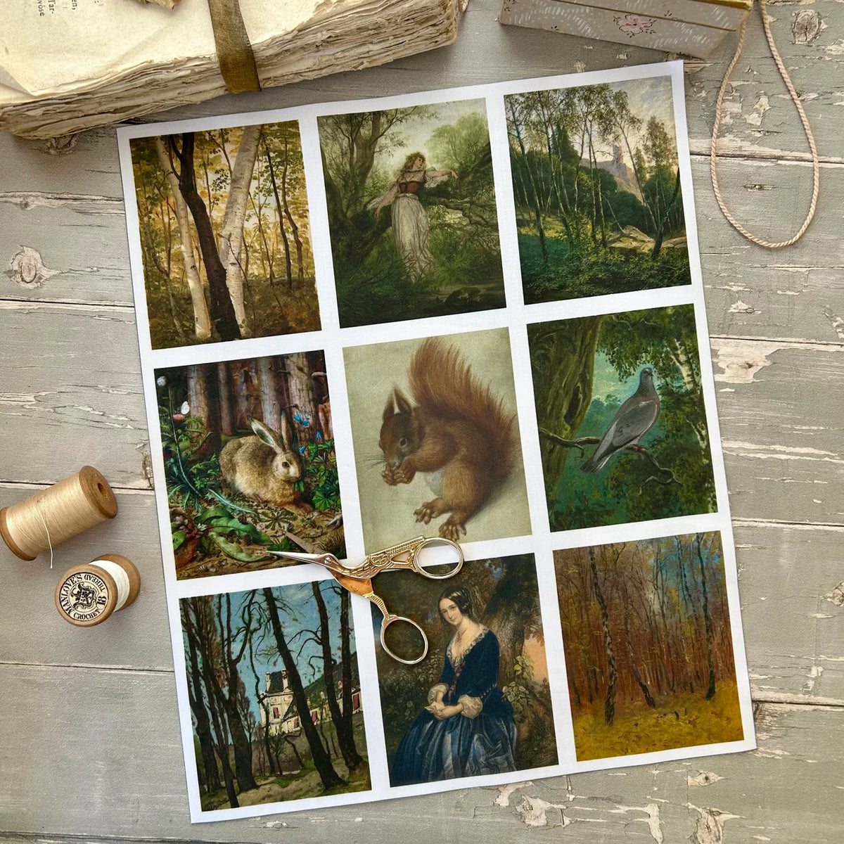 Stitch & Fable Mini Vintage Art Fabric Prints ~ Set of 9 {Woodland}