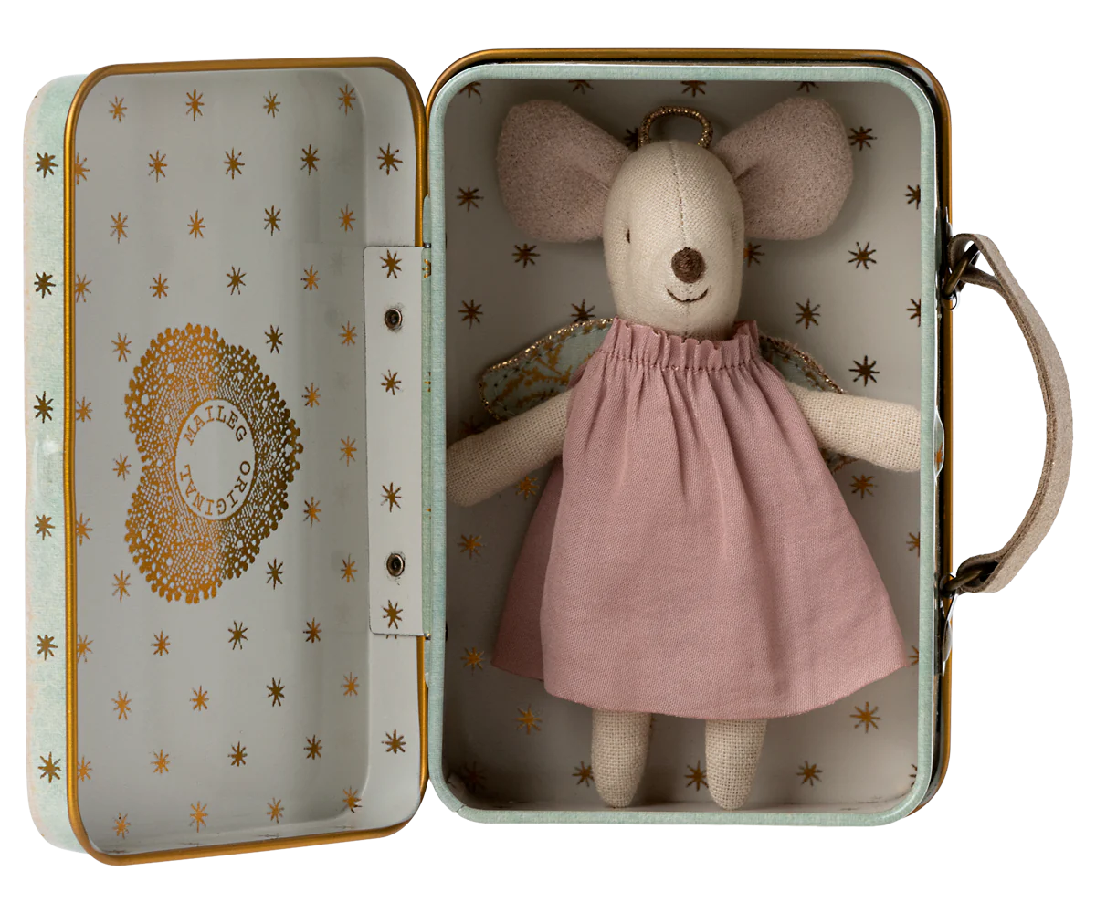 Maileg Angel Mouse in Suitcase, Little Sister