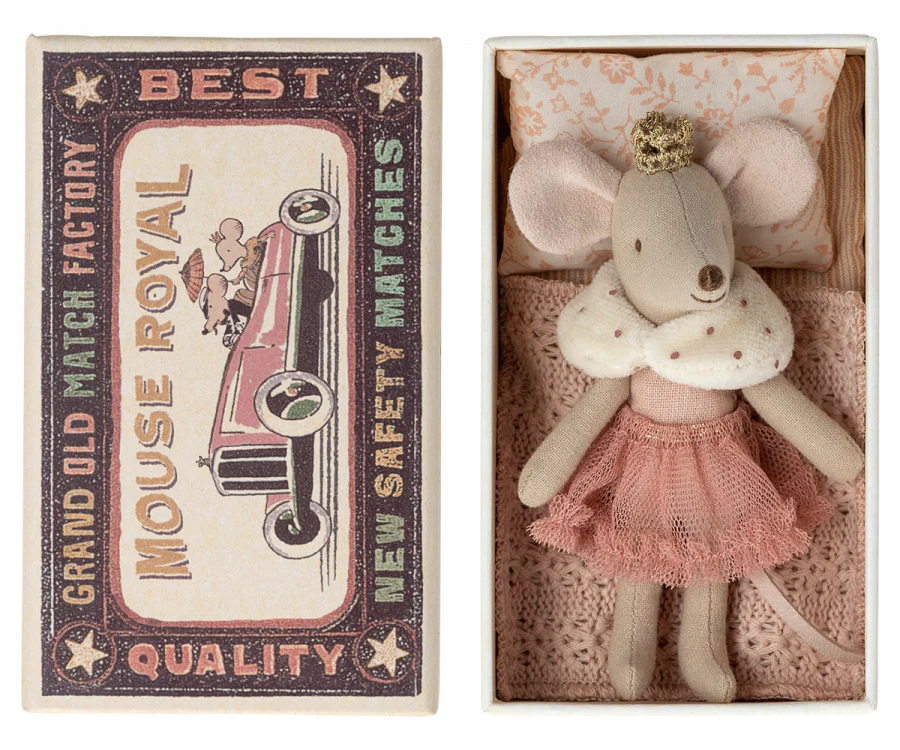 Maileg Princess Mouse, Little Sister in Matchbox