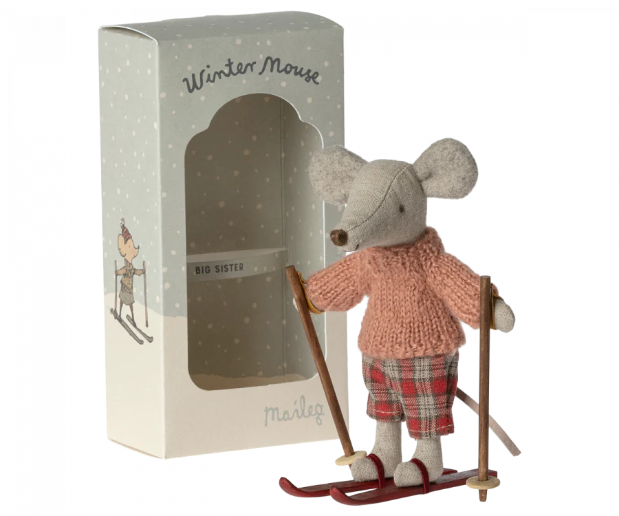 Maileg Winter Mouse with Ski Set, Big Sister