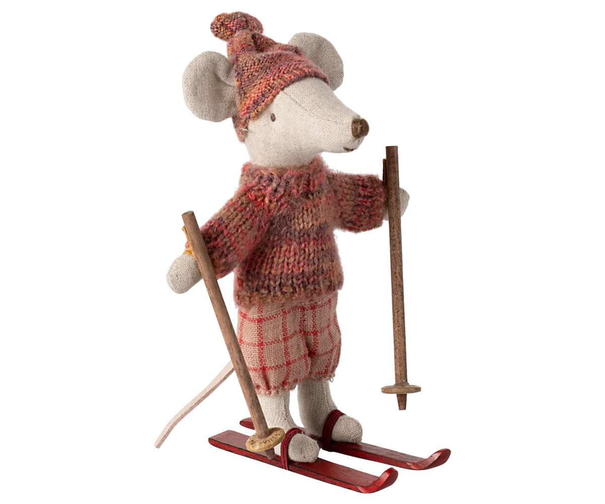 Maileg Winter Mouse with Ski Set, Big Sister Rose