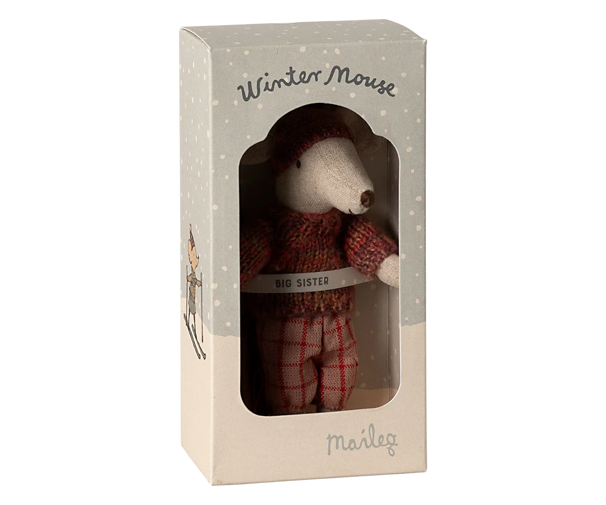 Maileg Winter Mouse with Ski Set, Big Sister Rose