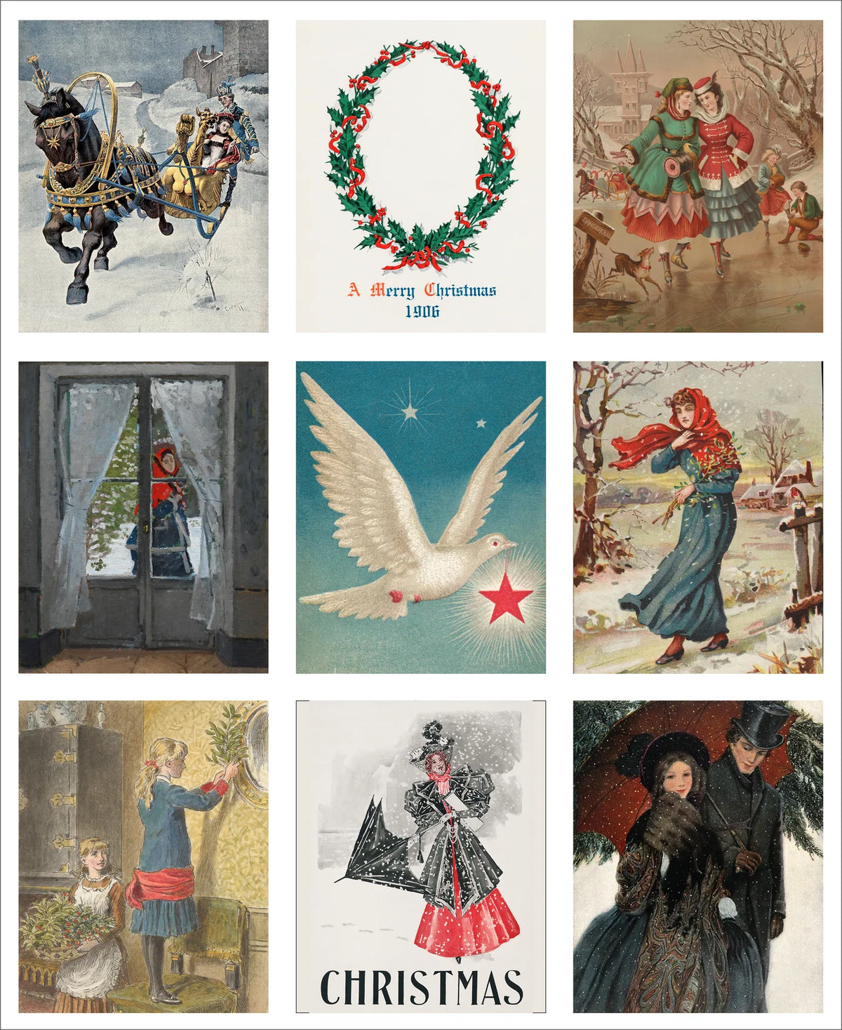Stitch & Fable Mini Vintage Art Fabric Prints ~ Set of 9 {Christmas}