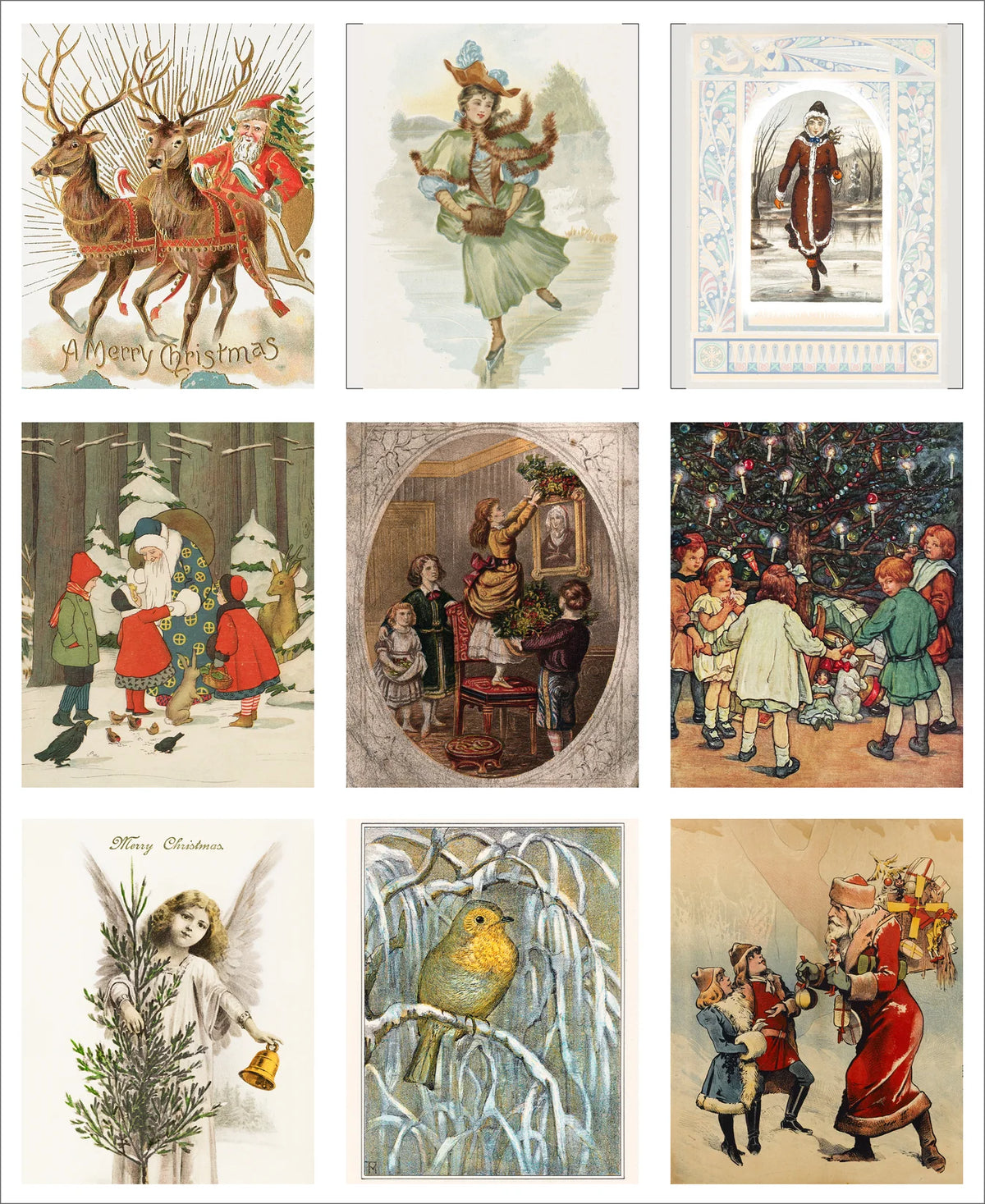 Stitch & Fable Mini Vintage Art Fabric Prints ~ Set of 9 {Yuletide Greetings}