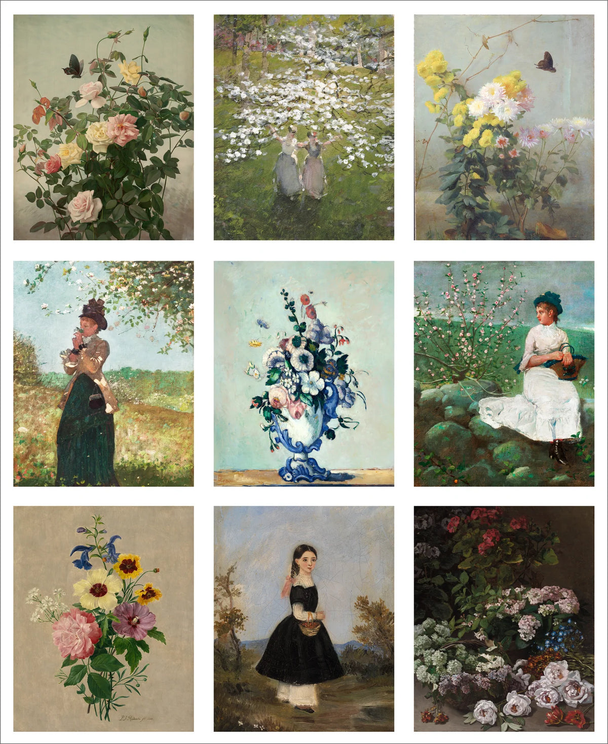 Stitch & Fable Mini Vintage Art Fabric Prints ~ Set of 9 {Florals and Landscapes}