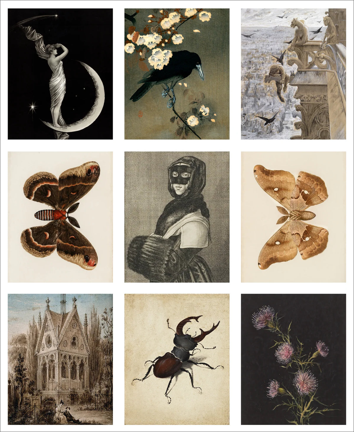 Stitch & Fable Mini Vintage Art Fabric Prints ~ Set of 9 {Nocturne}