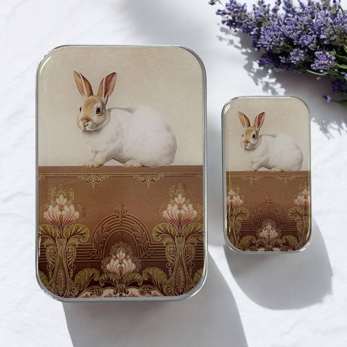 Sweet White Bunny Notions Tin