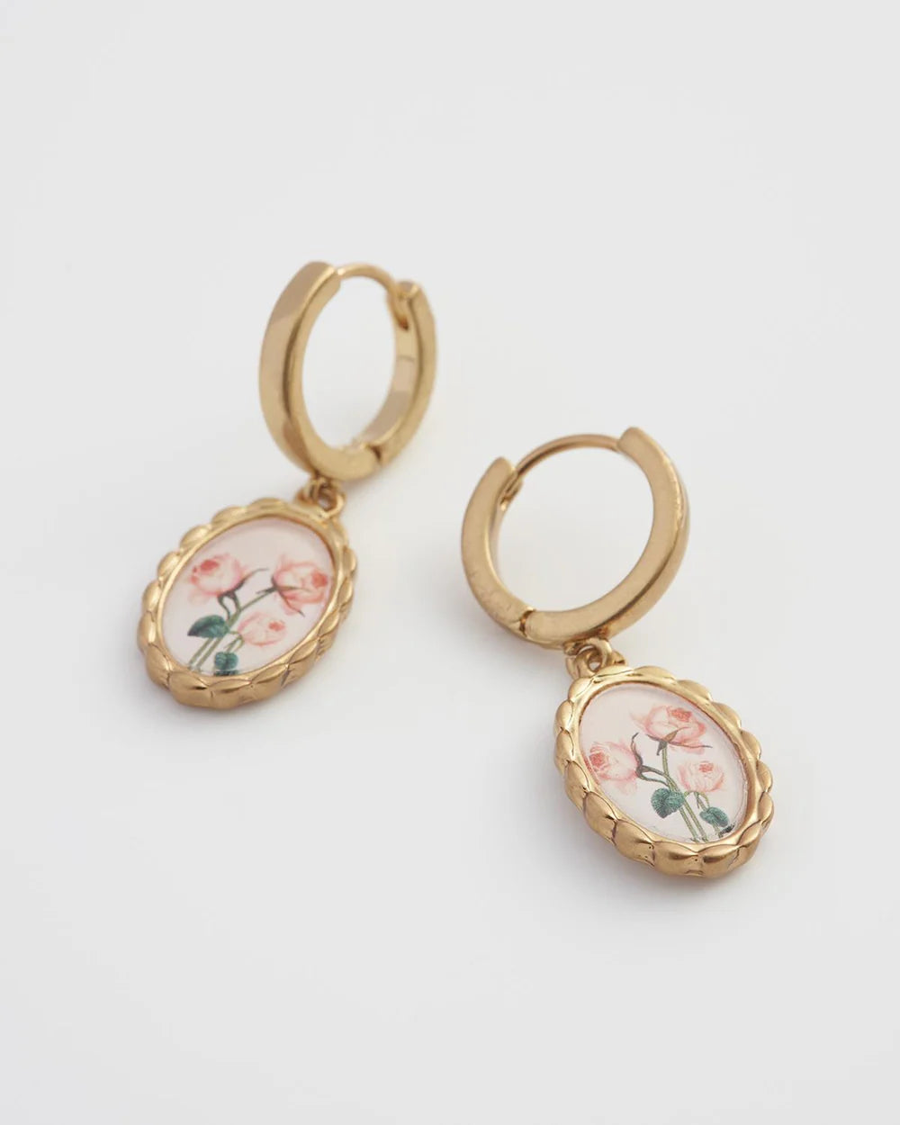 Fable England Framed Rose Huggie Earrings