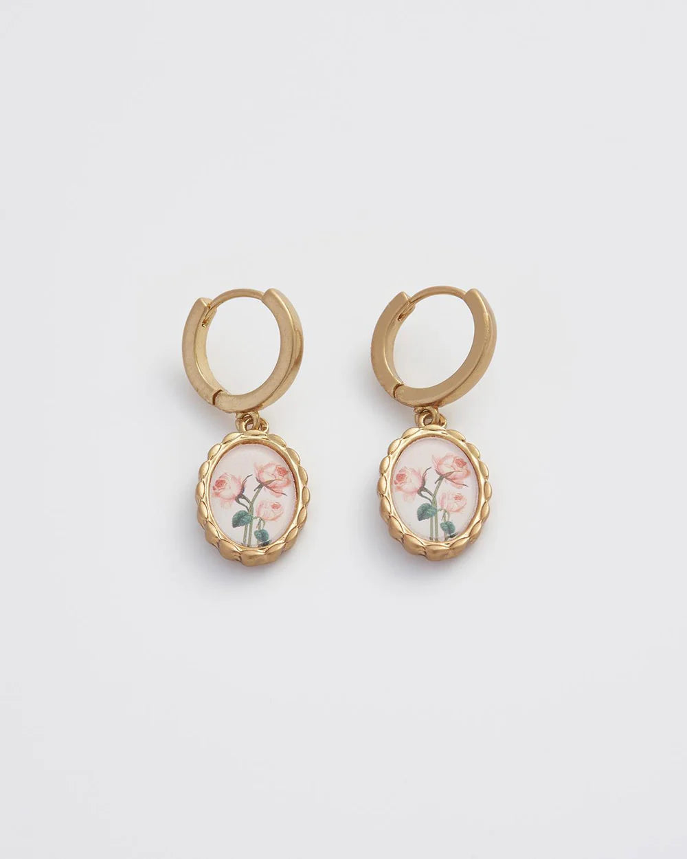 Fable England Framed Rose Huggie Earrings