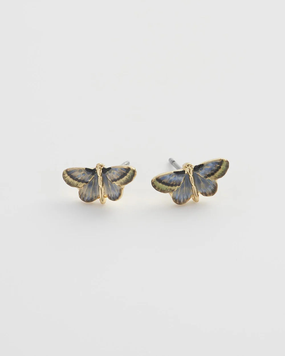 Fable England Deco Butterfly Blue Stud Earrings