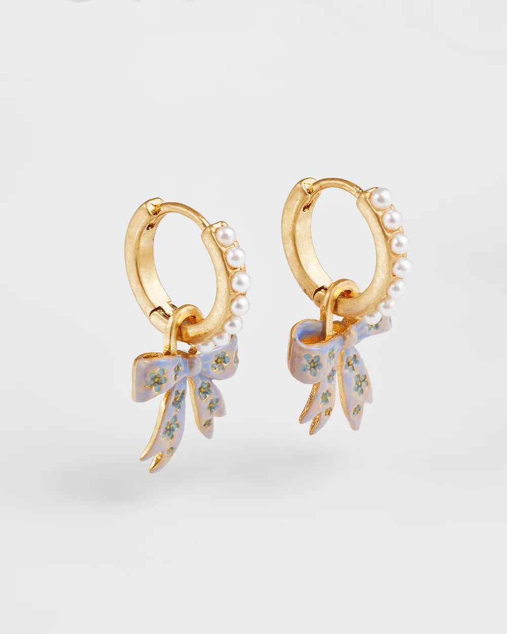 Fable England Bow Pearl Huggy Earring