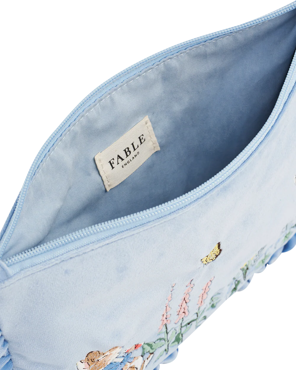 Fable England Peter Rabbit: Blue Velvet Emroidered Pouch