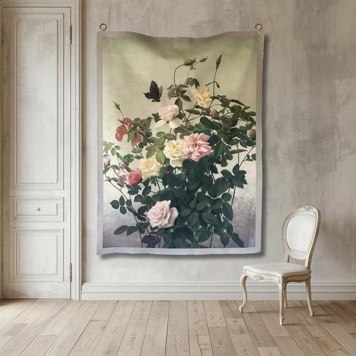 Stitch & Fable Vintage Art Textile Panel ~ {Roses and Butterfly}
