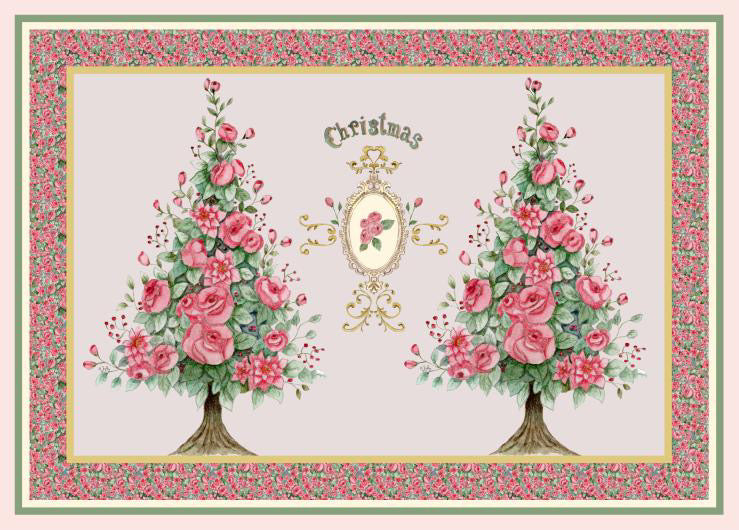 Amiably True Regency Christmas Tree Gaberdine PANEL/Placemat