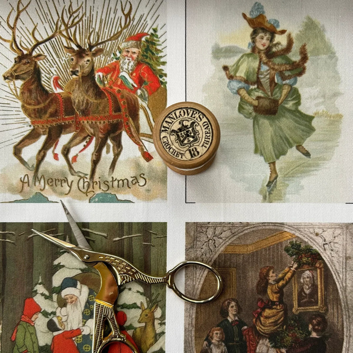 Stitch & Fable Mini Vintage Art Fabric Prints ~ Set of 9 {Yuletide Greetings}