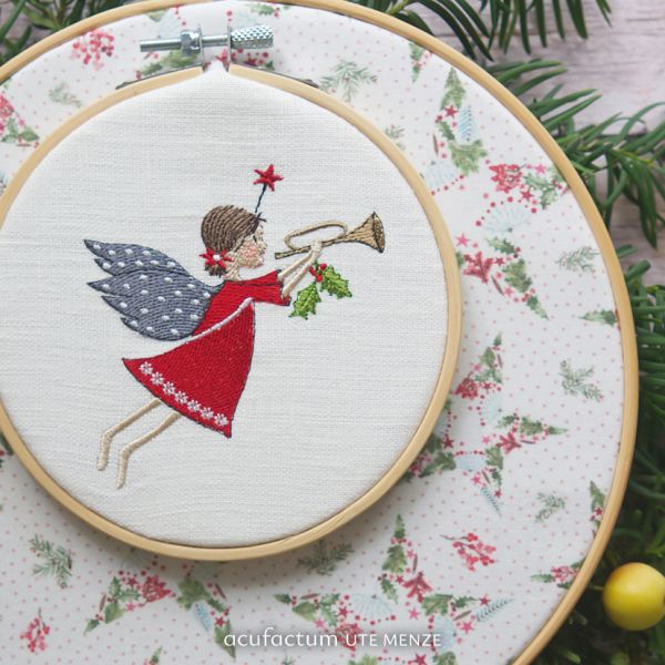 Acufactum MACHINE EMBROIDERY FILE - Angel with Trumpet