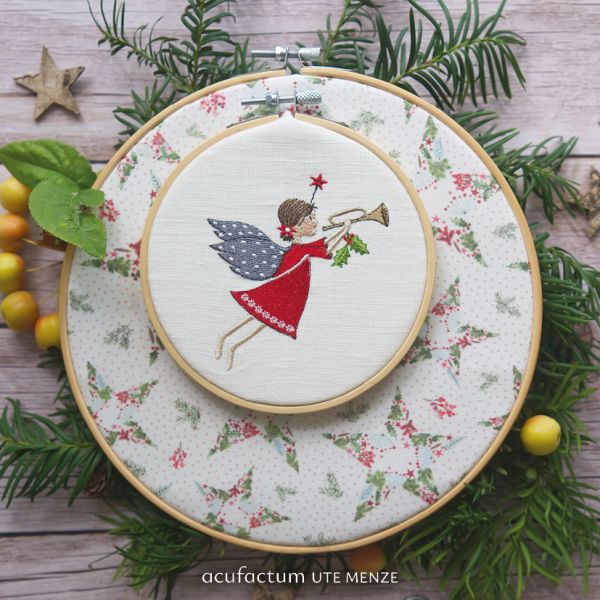 Acufactum MACHINE EMBROIDERY FILE - Angel with Trumpet