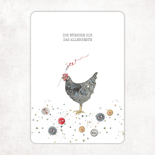 Acufactum Postcard Chicken "I Wish you all the Best"