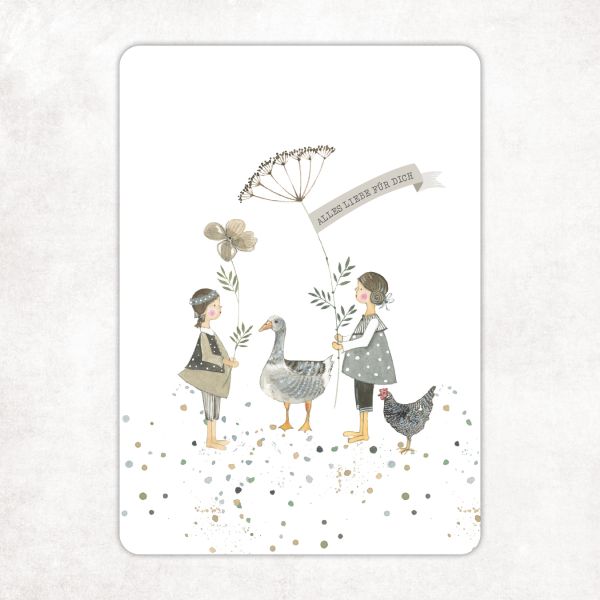 Acufactum Postcard Girl with Grasses "All the Love for You"