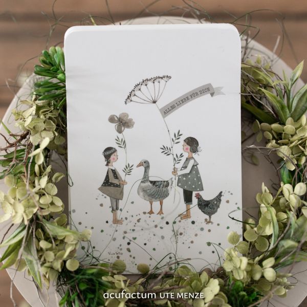 Acufactum Postcard Girl with Grasses "All the Love for You"