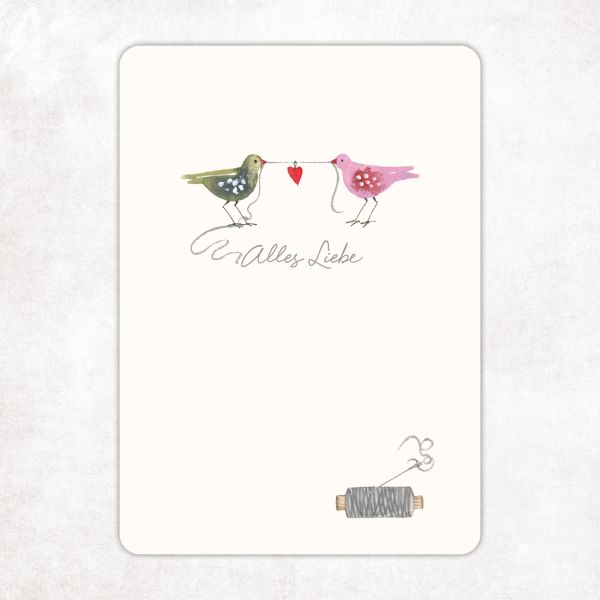 Acufactum Postcard Birds with Heart "All Love"