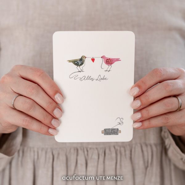Acufactum Postcard Birds with Heart "All Love"