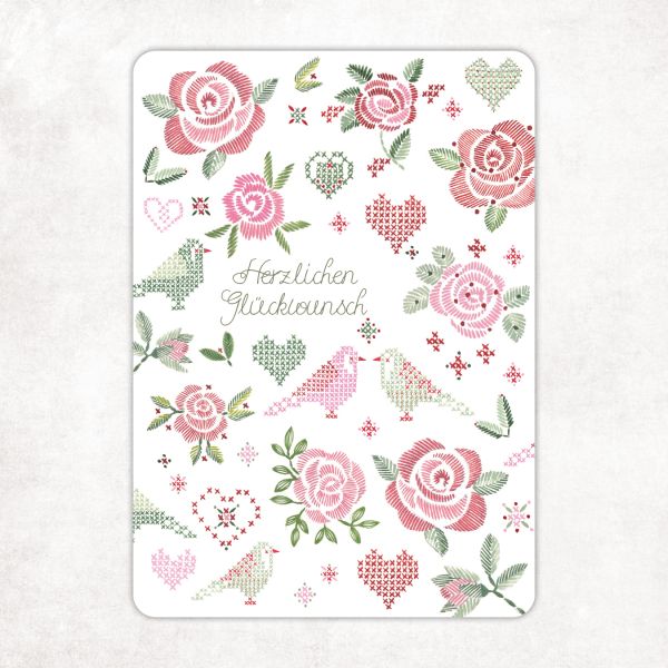 Acufactum Postcard Embroidery Love "Congratulations"