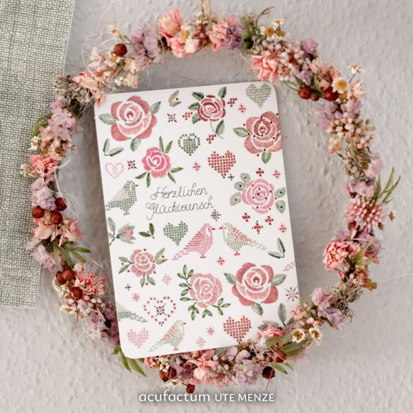 Acufactum Postcard Embroidery Love "Congratulations"