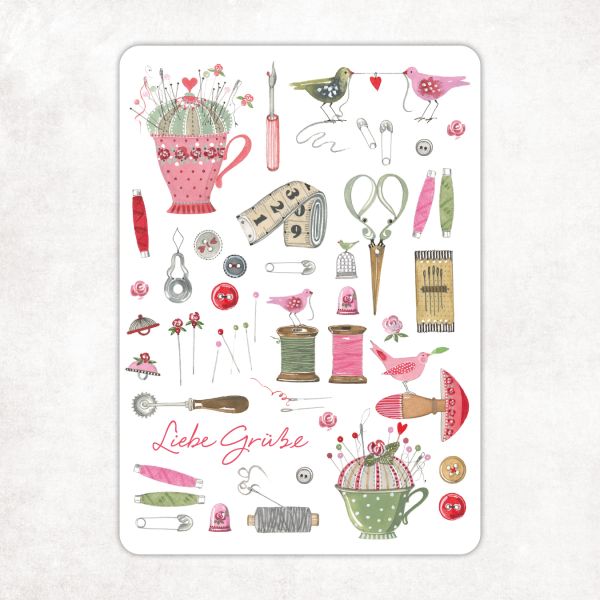 Acufactum Postcard Needle Poetry "Best Regards"