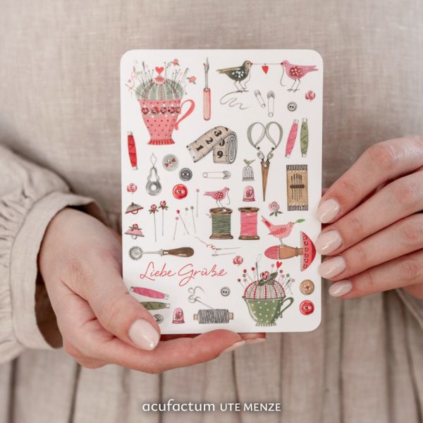 Acufactum Postcard Needle Poetry "Best Regards"