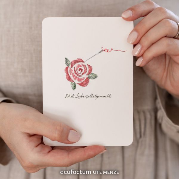 Acufactum Postcard Embroidered Rose