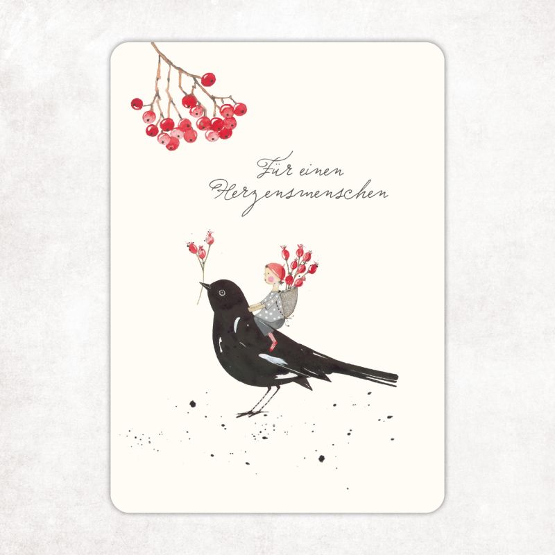 Acufactum Postcard Blackbird Ride "For A Kindred Soul"