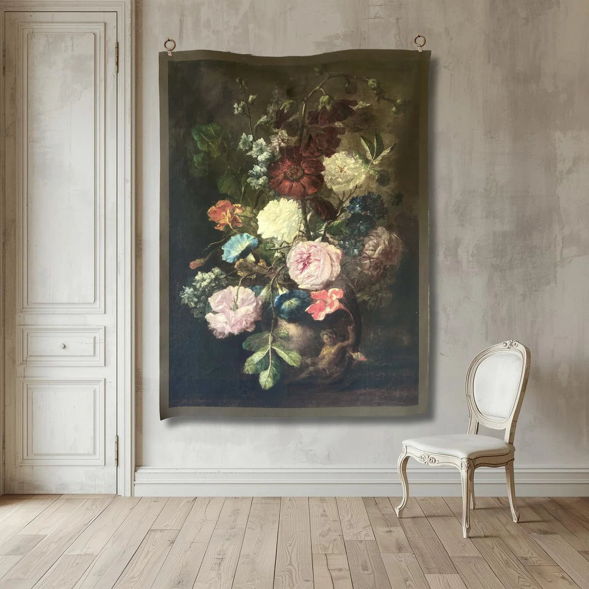 Stitch & Fable Vintage Art Textile Panel ~ {Vase of Flowers}