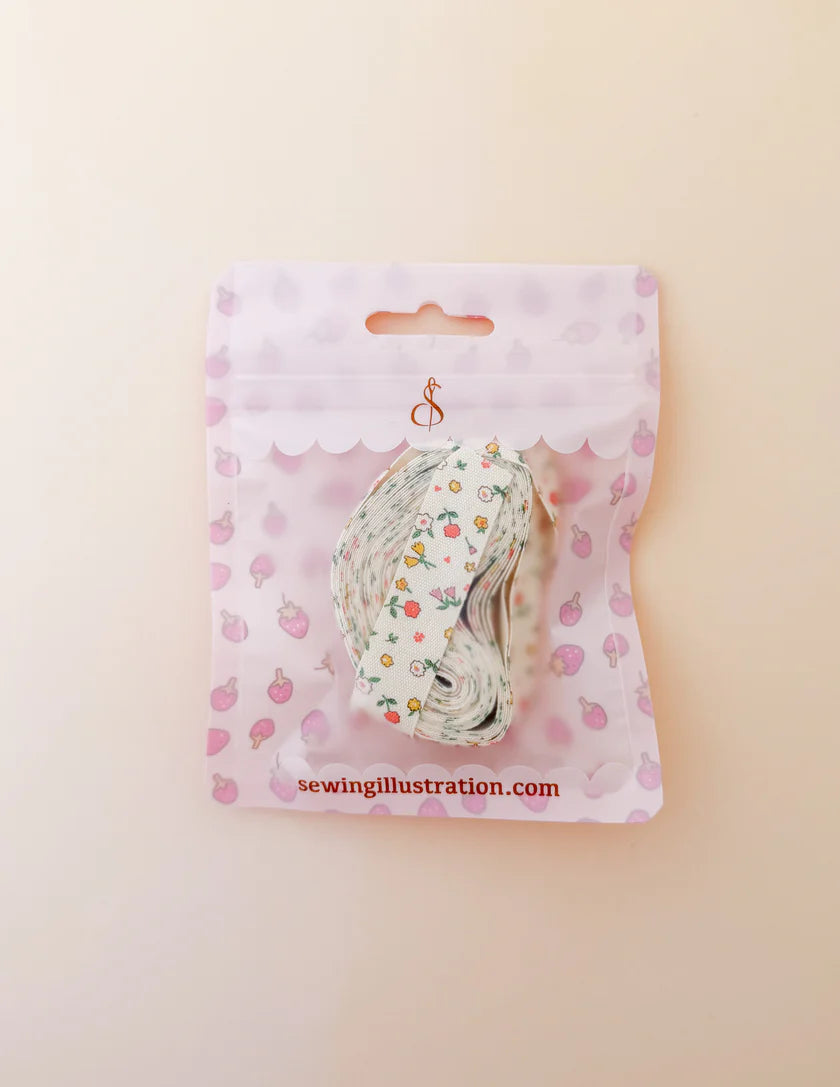 5yd Cotton Ribbon- Cream Floral, by Sewing Illustration