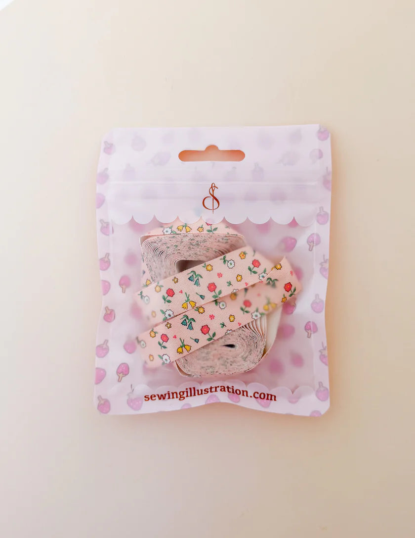 5yd Cotton Ribbon- Pink Floral, by Sewing Illustration