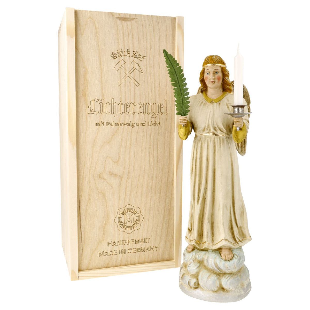 Marolin Christmas Ornament {Lg Angel with Candle, in keepsake box}