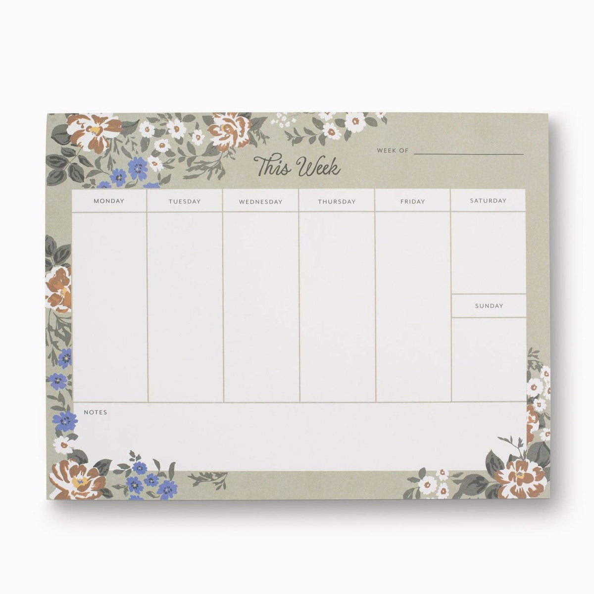 Blossom Weekly Planner Notepad - Green Floral