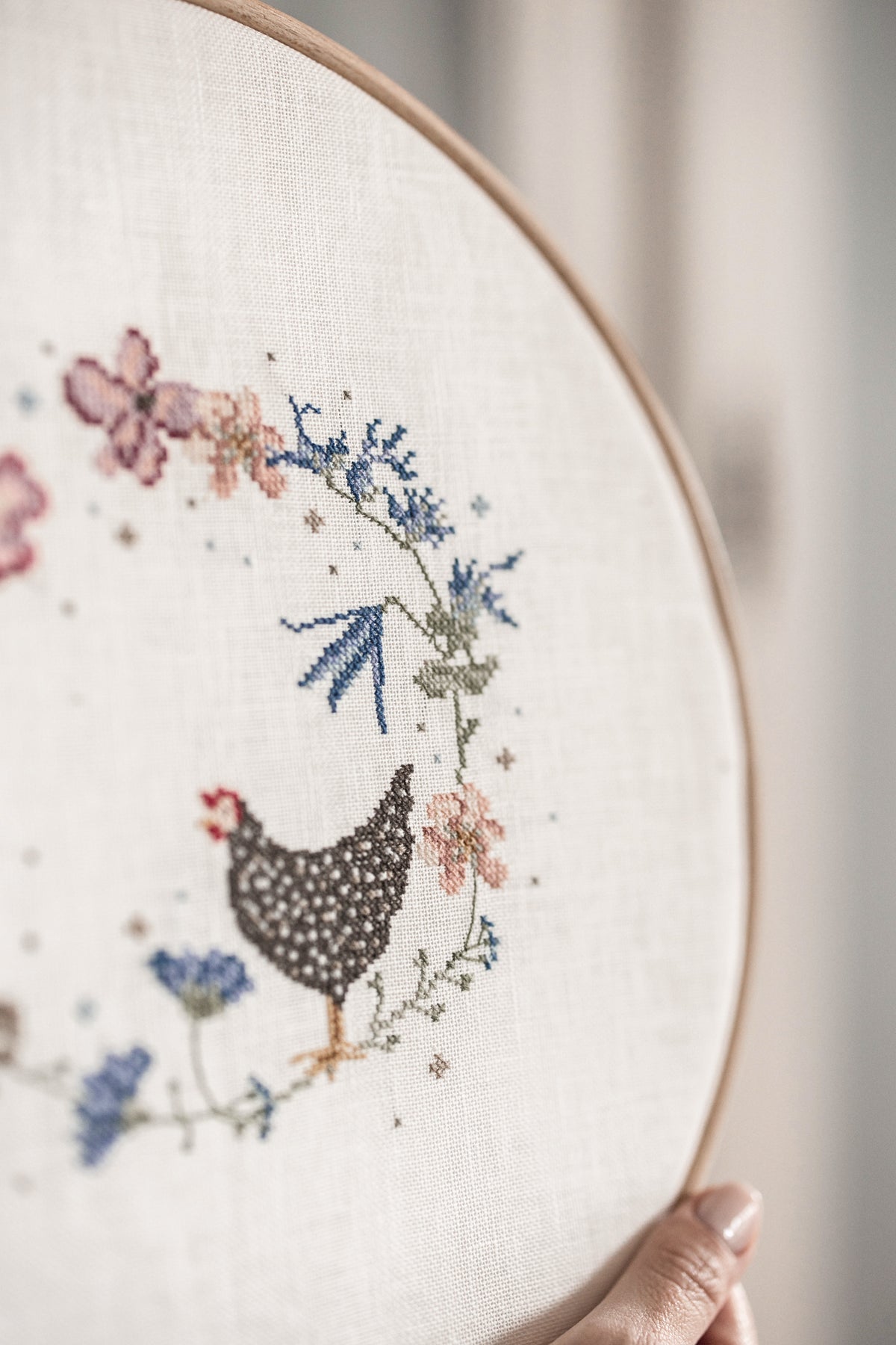 Acufactum Beloved Home KIT {Chicken in Blossom Wreath Cross Stitch}