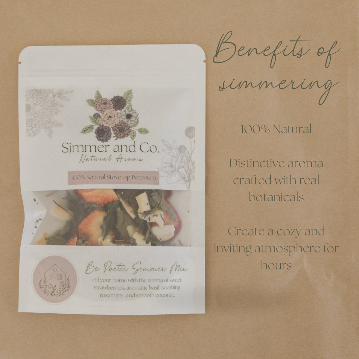 Be Poetic Simmer Pot Mix, Natural Strawberry Herb Aroma