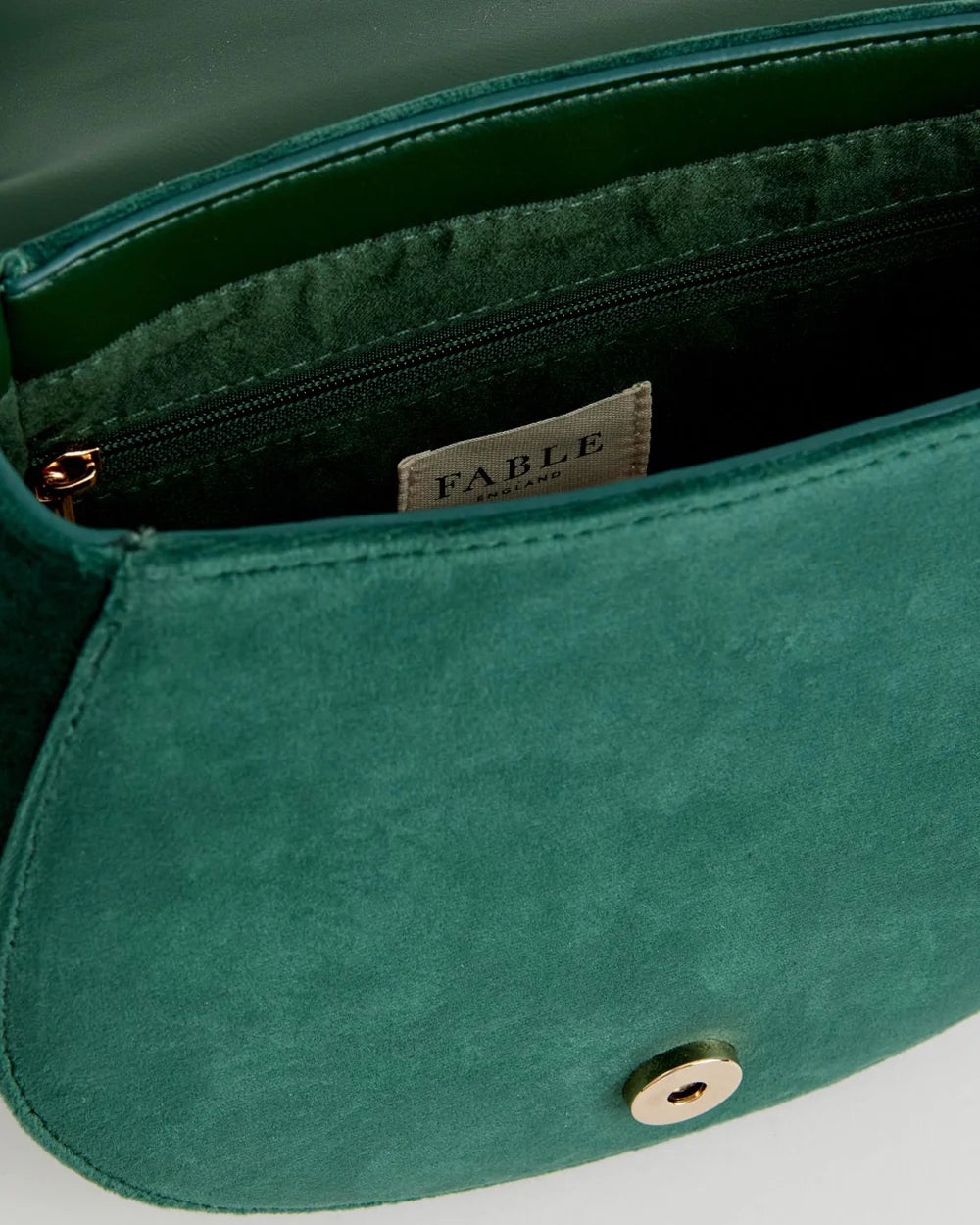 Fable England Robin Love Embroidered Saddle Bag Fern Green Velvet