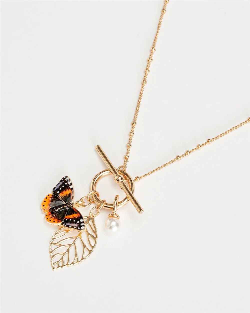 Fable England Enamel Red Admiral Charm Necklace