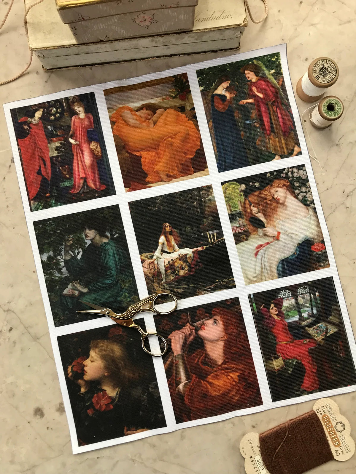 Stitch & Fable Mini Vintage Art Fabric Prints ~ Set of 9 {Pre-Raphaelite}