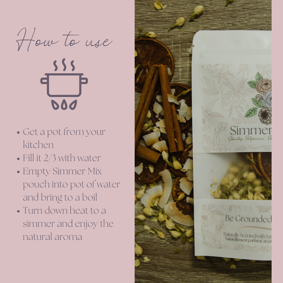 Be Grounded Simmer Pot Mix, Stovetop Potpourri