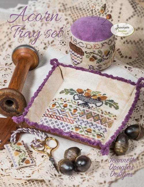 Acorn Tray Set Cross stitch pattern by Jeannette Douglas Designs