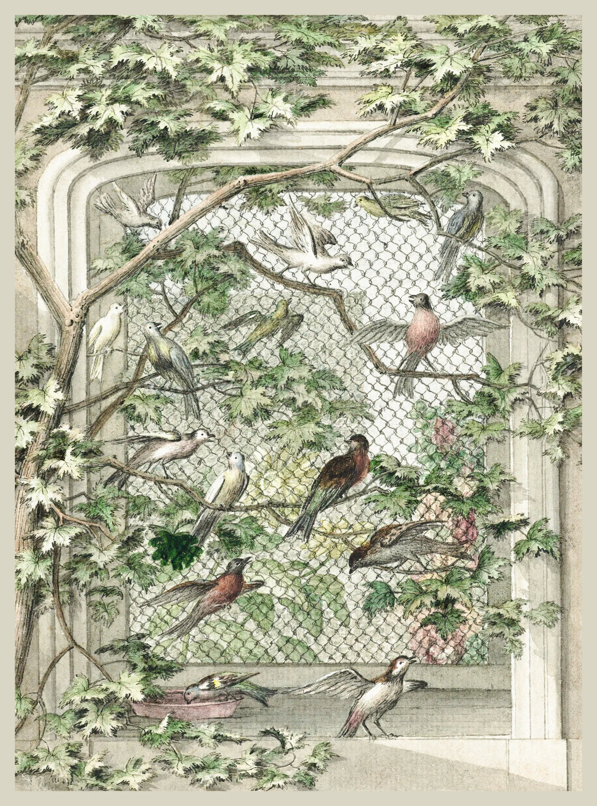 Stitch & Fable Vintage Art Textile Panel ~ {Aviary}