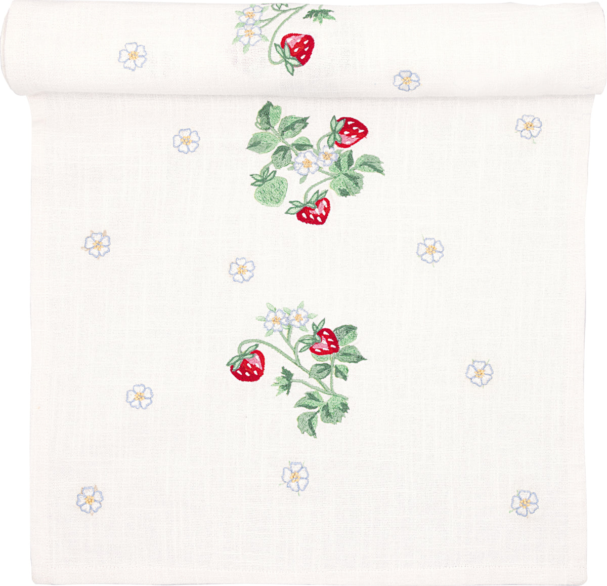 GreenGate Table Runner Berry White with Embroidery