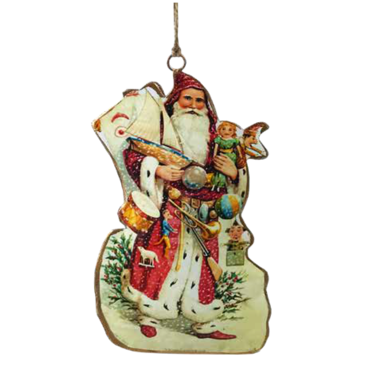 Santa with Gifts German Hanging Ornament