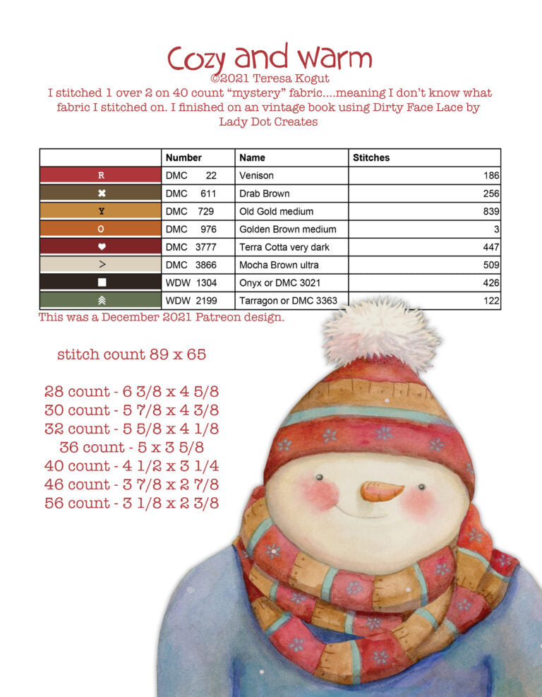 Hello Winter -9 designs- FULL COLOR, by Teresa Kogut pattern booklet